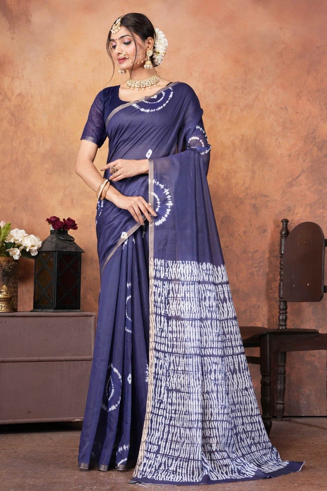 Premium Chanderi Silk Digital Printed Saree with Rich Gold Zari Border | Lightweight 6.3 Meter Elegant Traditional Indian Ethnic Wear for Wedding Festive Party Use