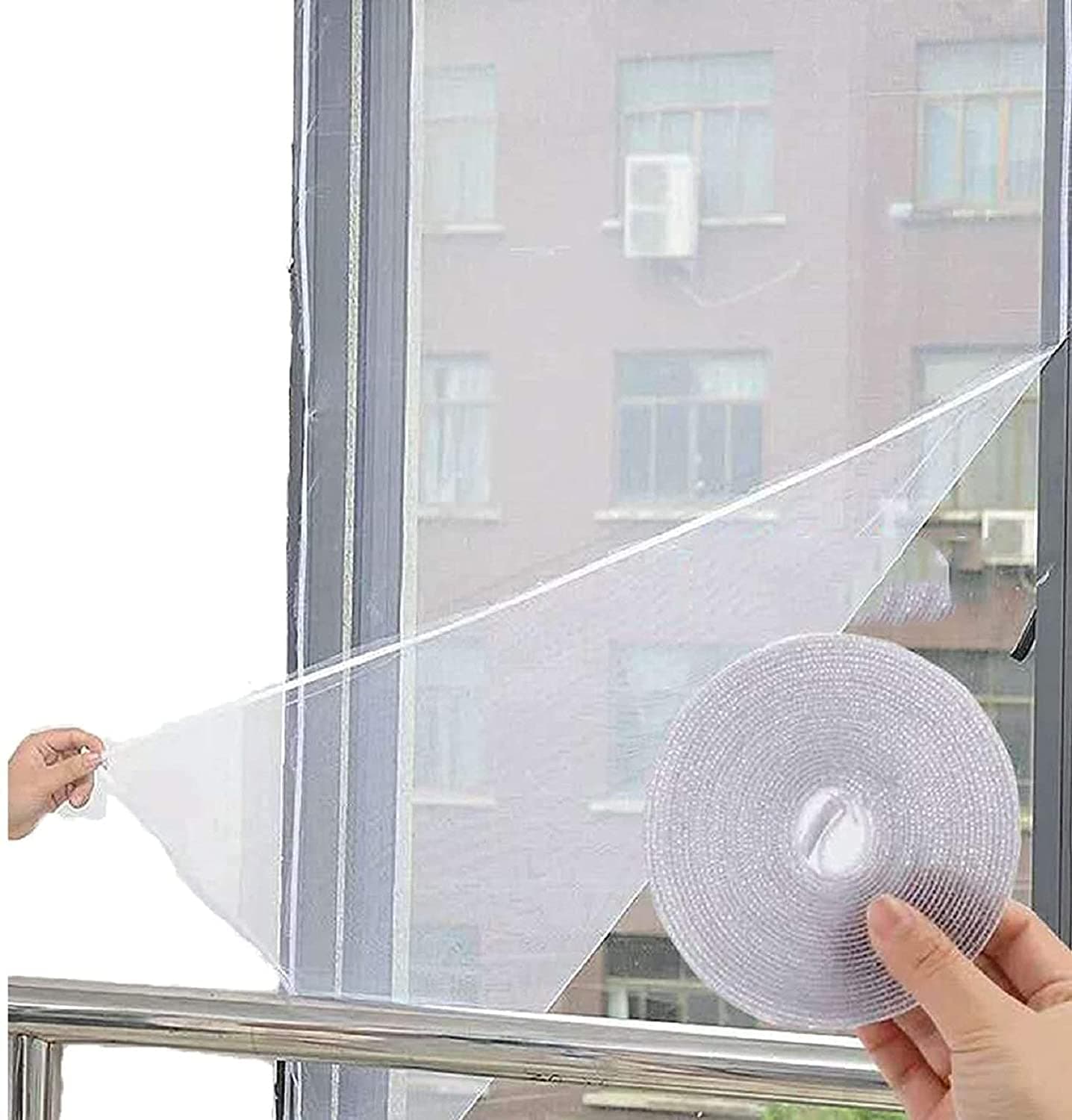 PestEnder® Premium Window Net pre-Stitched with Adhesive Velcro Tape for Complete Mosquito Protection of Home | White | Size: (1 x 1 Ft)