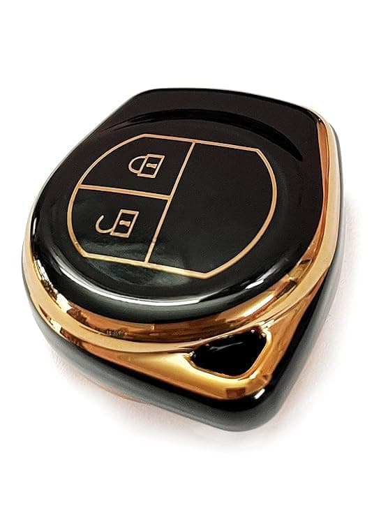 CarFrill Silicone Car Key Cover for Maruti Suzuki S Presso, Swift, DZire, Ignis, Alto, Vitara Brezza, Celerio, Ertiga, Ciaz, SCross, Baleno | Ritz 2 Button Key Cover (Luxurious Black)