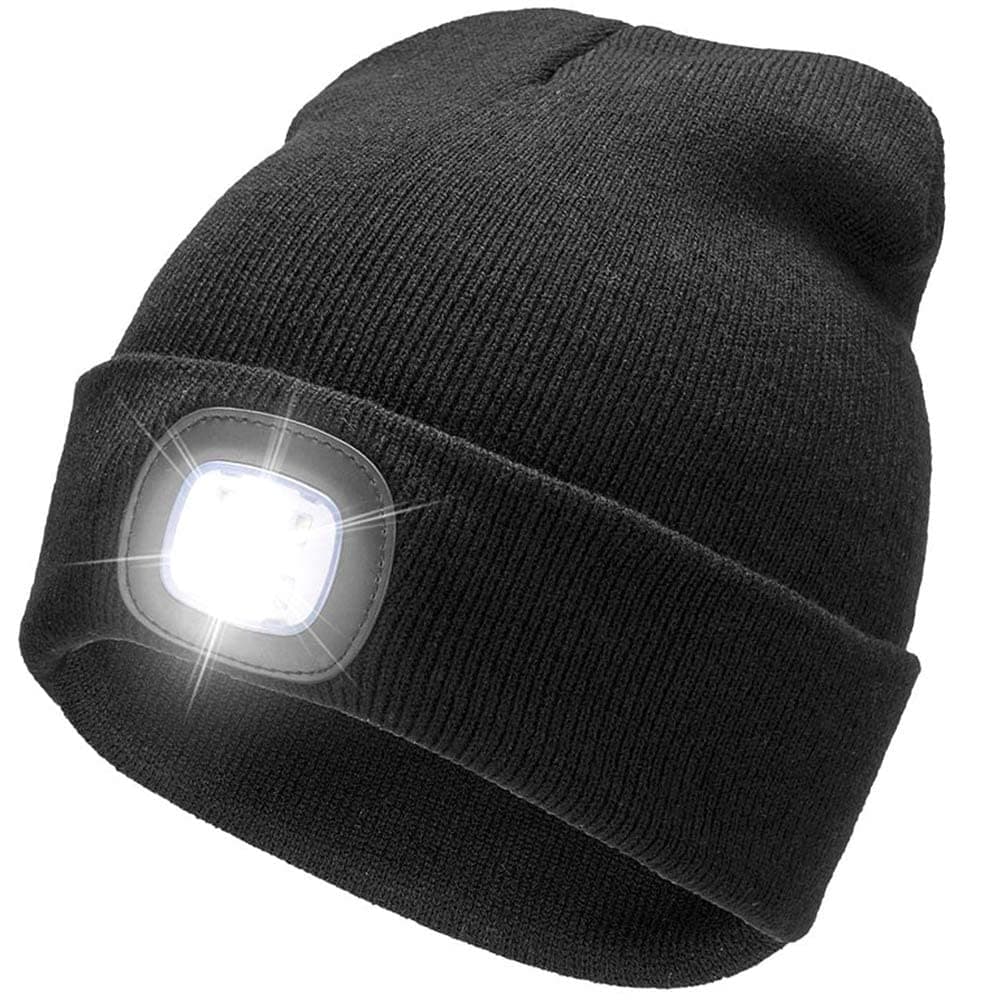 CarFrill USB Rechargeable LED Beanie Cap | Winter Knit Hat with Hands-Free Flashlight, Quick Release Headlamp Beanie | Unisex Lighting Hat for Outdoor Activities CarFrill