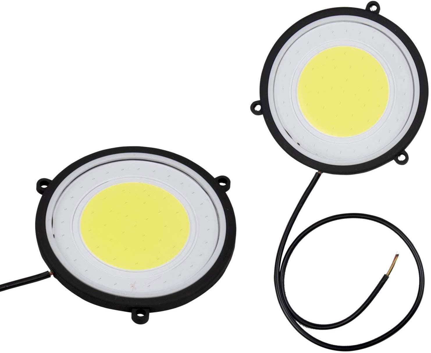 CarFrill EXRTI2P COB LED Switchback DRL Light for Cars (20W, White Light, Green, 2 PCS) | Round LED Turn Signal & Super Bright Fog Lamp with Indicator