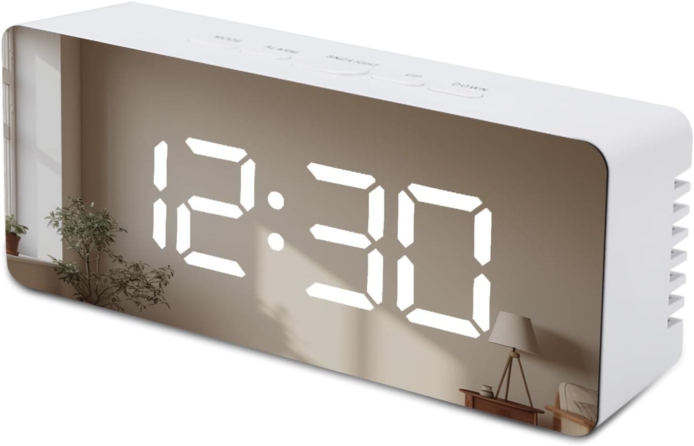CarFrill Mirror Digital Alarm Clock for Bedroom | Dual Alarm Clock USB Port Battery Backup & Snooze Function
