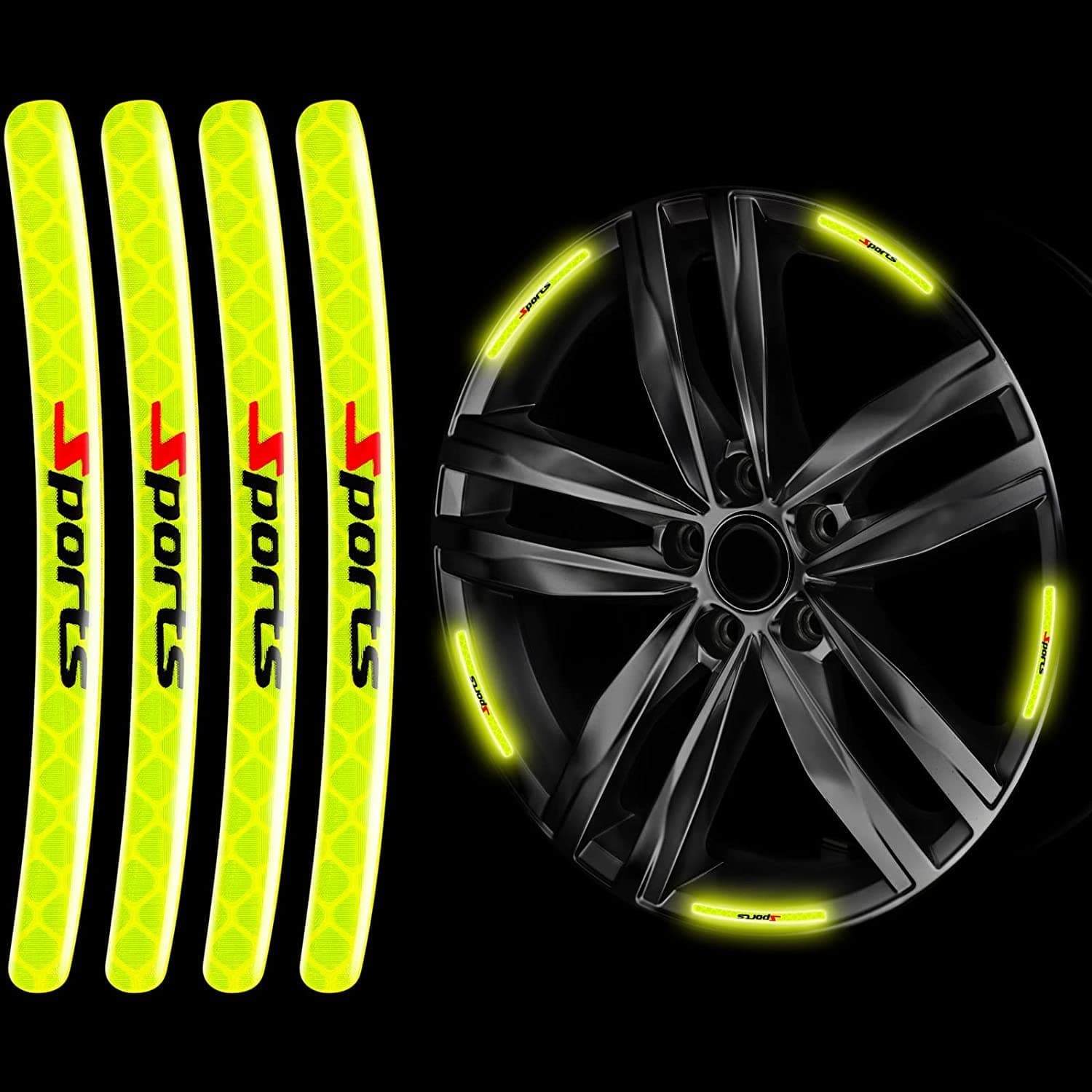 CarFrill 30 Pcs Reflective Wheel Rim Stripes | Luminous Bicycle & Motorcycle Night Safety Stickers | Green