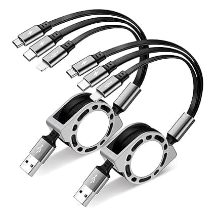 CarFrill Retractable USB Cable for Smartphones | 3 in 1 Tangle Free Charging Cable | Easy to Store, Universal Compatibility, Fits All Phones