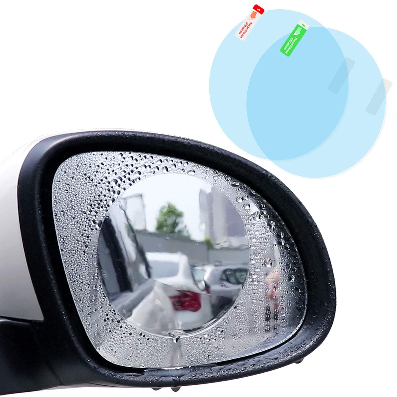 CarFrill Anti Fog Anti Scratch HD Car Rearview Mirror Waterproof Film | Rainproof, Clear Protective Films Sticker (4 PCS, Round) for Car Window Membrane