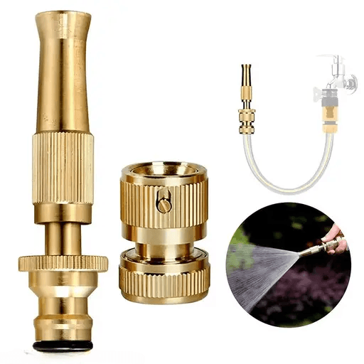 Kelby Premium Brass 1/2 Hose Spray Nozzle | Adjustable Leak Proof Water Spray Gun | Heavy Duty Brass Construction for Gardening Car Washing & Pet Bathing | Eco-Friendly Watering Tool