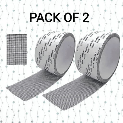 Mosquito Net Repair Tape | Strong Adhesive Waterproof Mesh Patch for Window & Door Screen Tears | 200cm x 5cm | Pack of 2