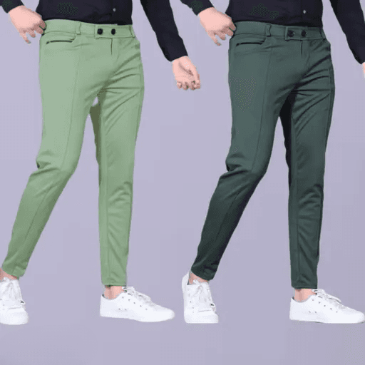 Men’s Lycra Track Pants | Stylish Jogger Pants for Gym, Running & Casual Wear | Slim Fit with Zipper Pockets | Green Mahndi Color
