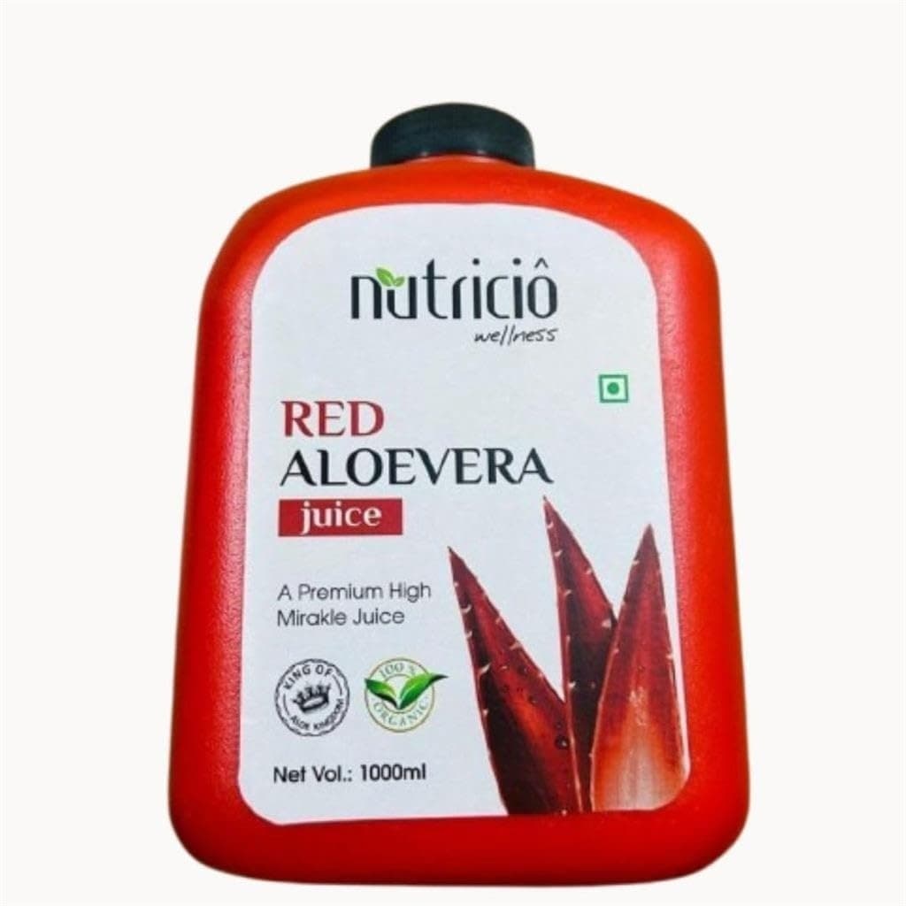 Nutricio Red Aloe Vera Juice 1000 ml Bottle | with Ashwagandha & Honey – Detox | Digestion |Skin