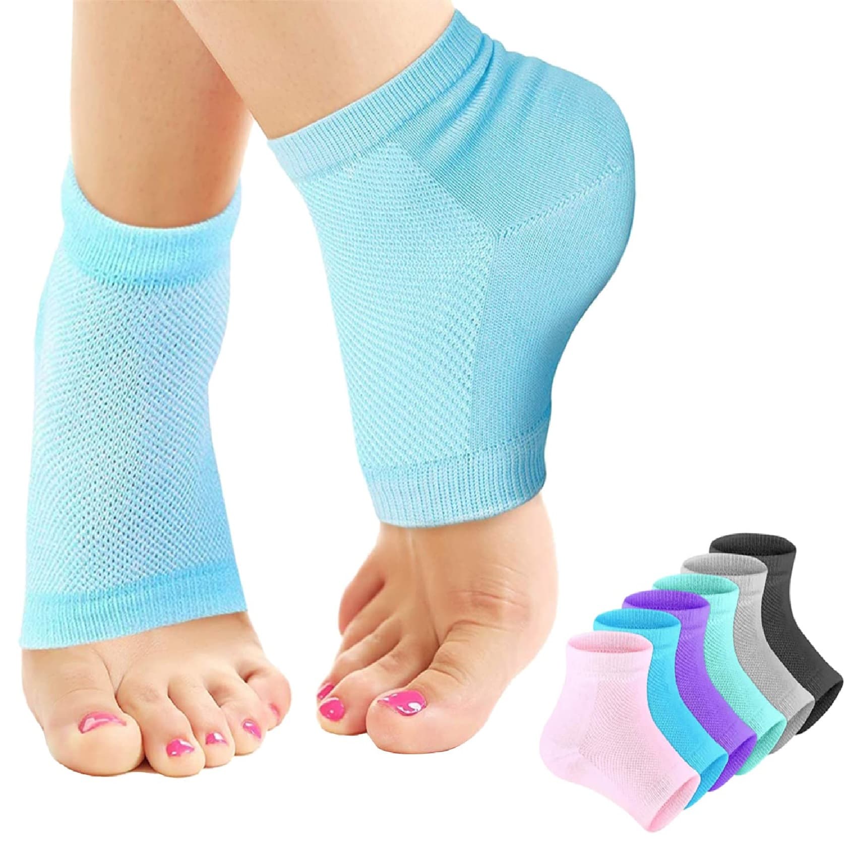 Silicone Gel Heel Socks | Dry Hard Cracked Heels Repair | Spa Botanical Gel Pad Cushion | For Men Women Free Size