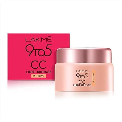 Lakmé 9To5 CC Mousse Foundation with Vitamin E | Matte Finish | Non-Comedogenic | Lightweight Foundation 25g |Best Foundation for Oily Skin | Frappe
