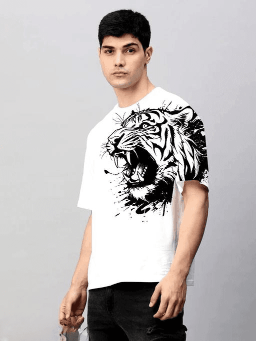 TrendEdge Printed Down Shoulder Shirt- L