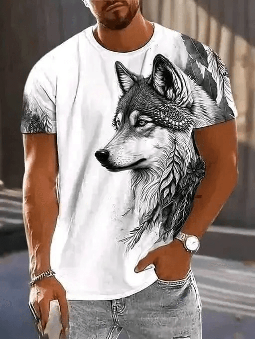 Casual TrendWhite Men’s 3D Printed Cotton T-Shirt (M)