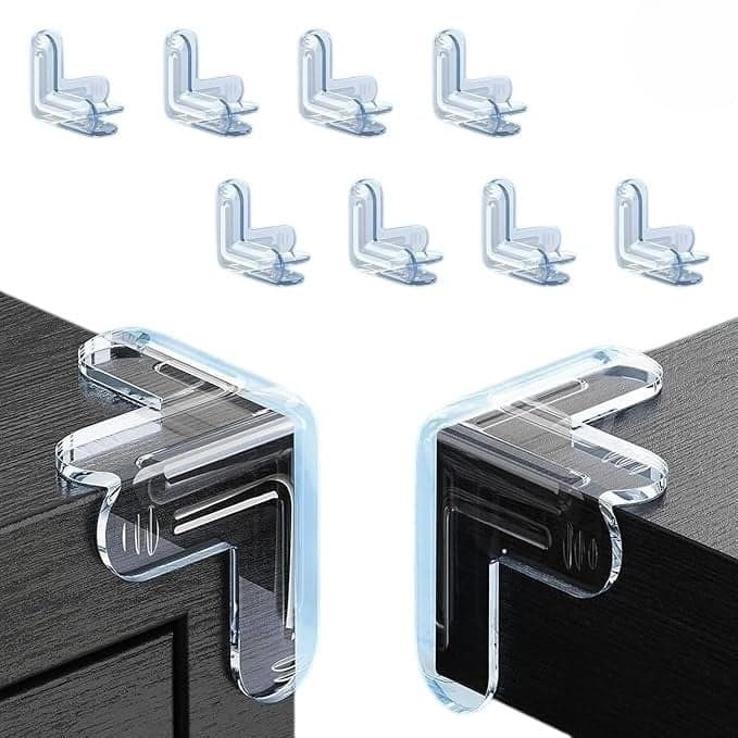 T-Shape Baby Safety Corner Protector | Transparent Edge Guard, Childproof Anti-Collision Cushion for Table Corners | Pack of 8 Soft Silicone Guards