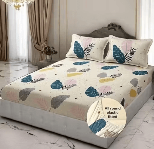 Trimly Glace Cotton Fitted Bedsheet | King Size| Soft & Wrinkle-Resistant