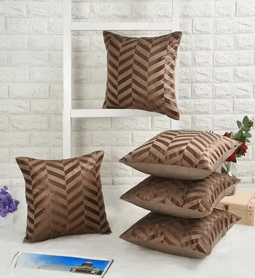 Textured Elegance Handmade Velvet Cushion Covers |16x16 Inch| Geometric Burnout Design