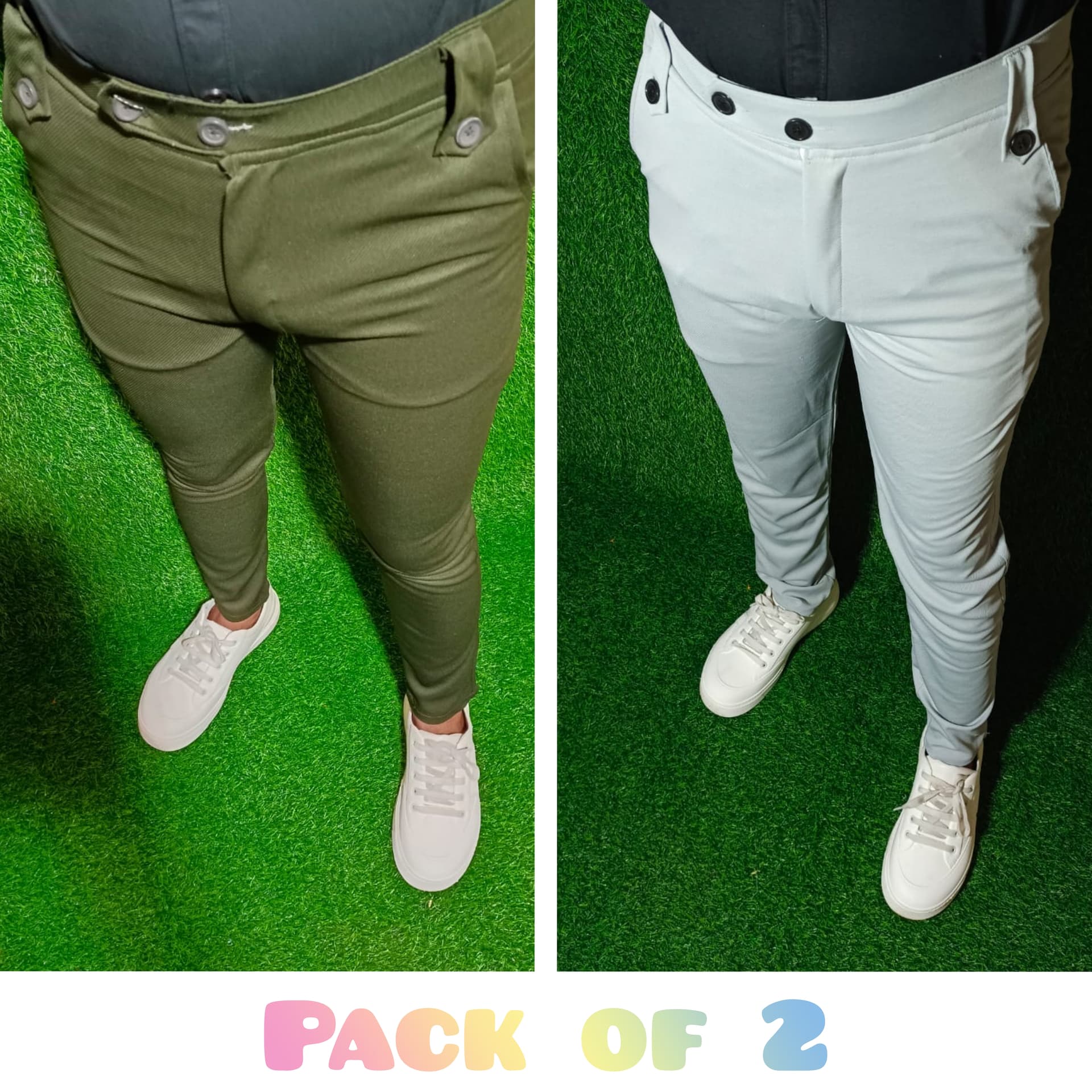 Men's Jogger Pants Perfect fit Soft lycra blend styliesh| mehndi & Grey Luppi Track Pant for men & Boy Pack of 2