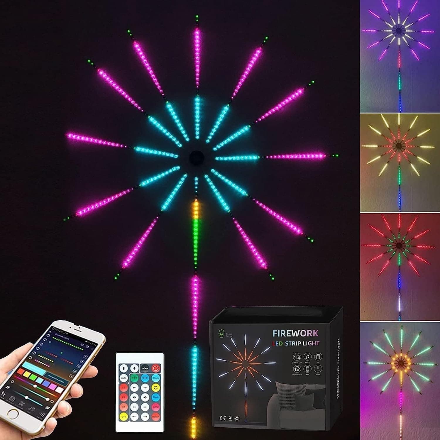 Right traders |Firework-Style Smart RGBIC LED Strip | Music & Mic Sync, App + Remote| USB 5 V | Festive Decor for Diwali| Navratri Christmas| New Year