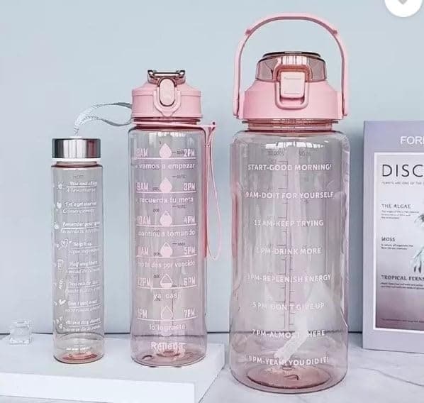 Right traders ,Transparent Water Bottle 2000ML, 900ML, 300ML with Motivational Time Marker |Leak Proof&Break-Proof