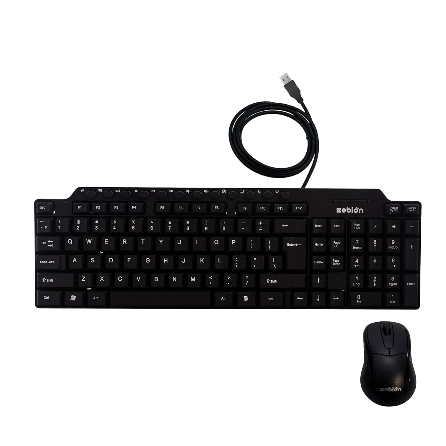 Zebion Vikings Wired Keyboard Mouse Combo, Black – Best Wired Keyboard and Mouse Combo for Gaming, PC, and Laptop