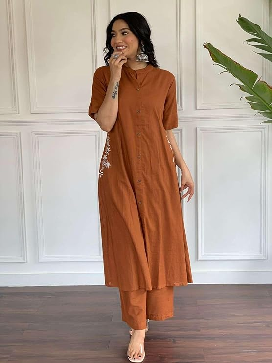 Cotton Orange Kurti Set | Women's Casual Kurti | ipsyopy | ipshopy